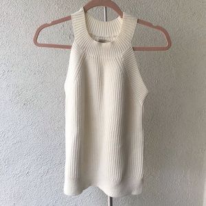 Loft White Ribbed Sweater - Small